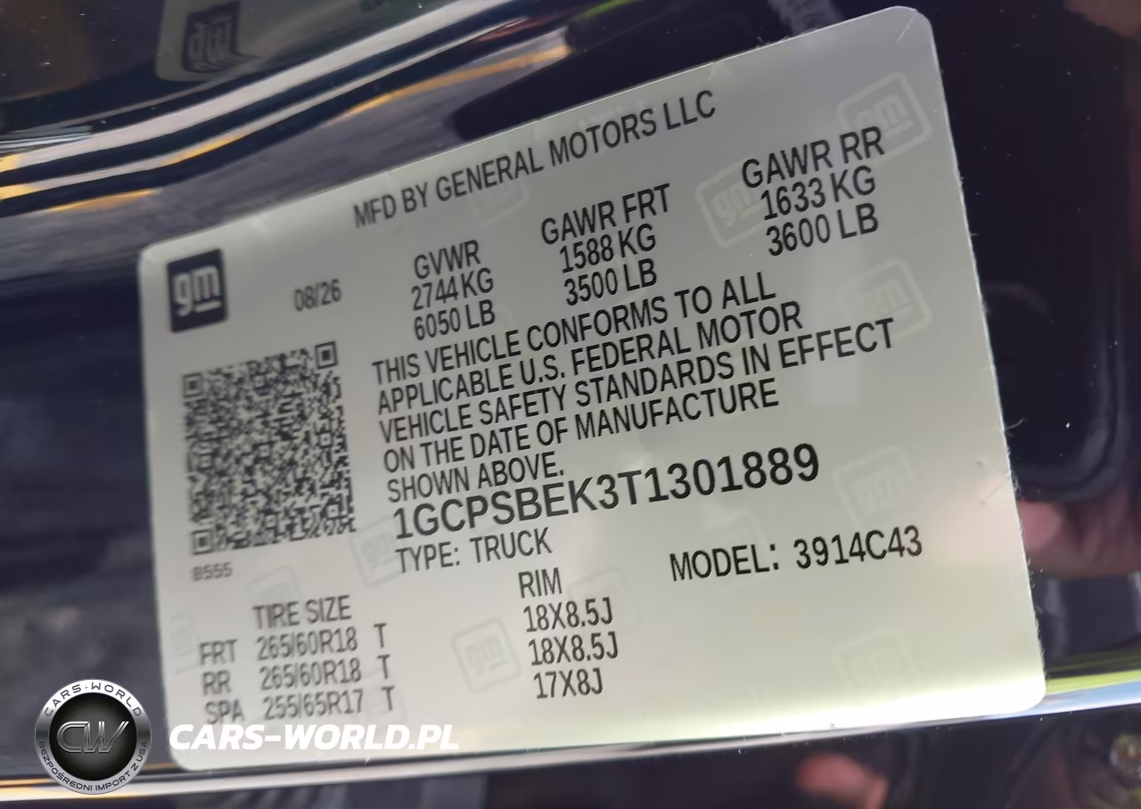 2026 Chevrolet Colorado Wt, Rwd VIN:1GCPSBEK3T1301889 - 9
