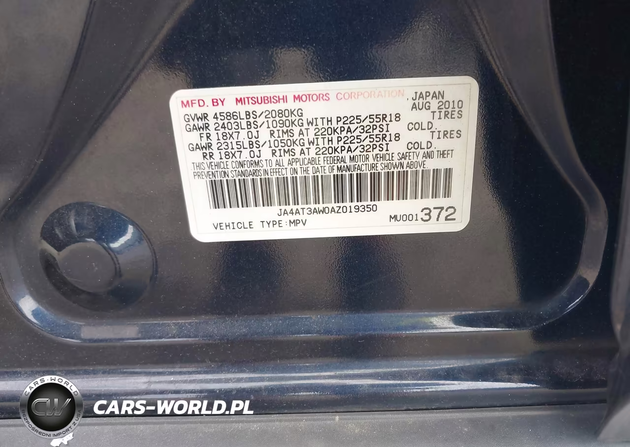 2010 Mitsubishi Outlander Se VIN:JA4AT3AW0AZ019350 - 9