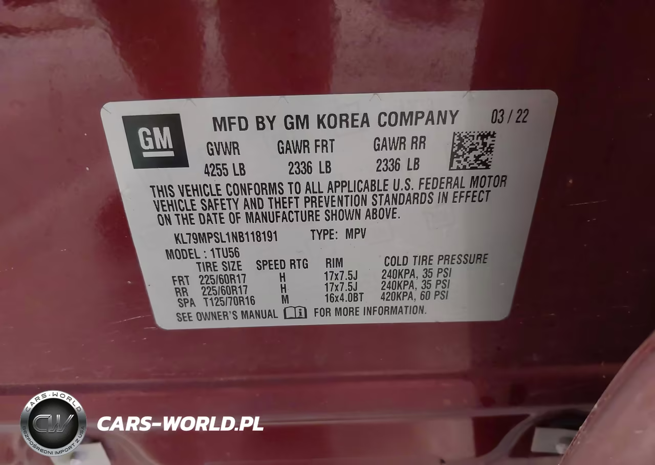 2022 Chevrolet Trailblazer Lt VIN:KL79MPSL1NB118191 - 9