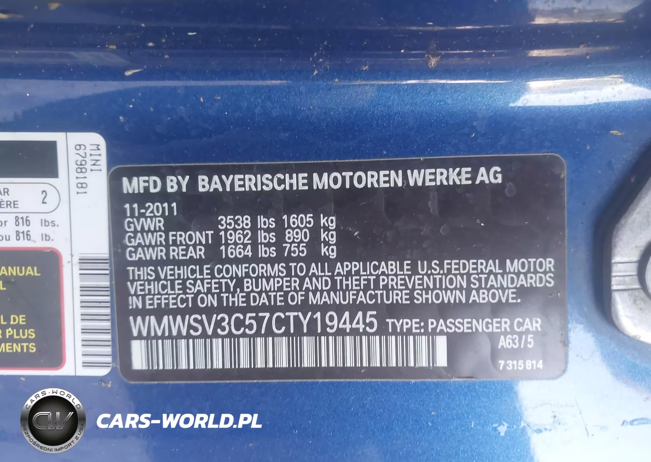 2012 Mini Cooper S VIN:WMWSV3C57CTY19445 - 9