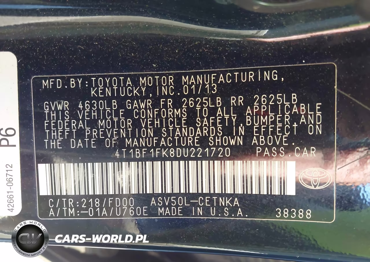 2013 Toyota Camry Le VIN:4T1BF1FK8DU221720 - 9