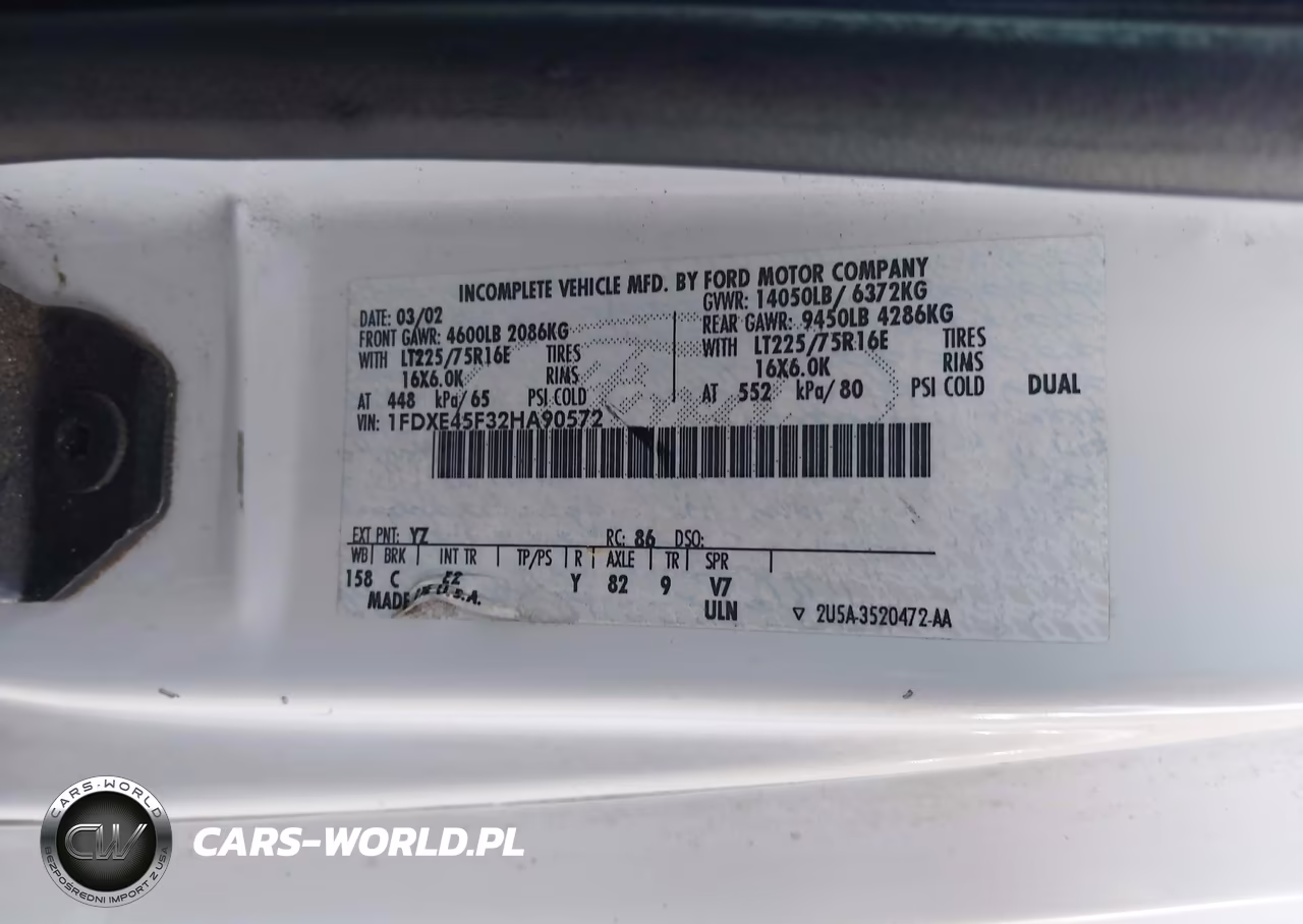 2002 Ford E-450 Cutaway Standard VIN:1FDXE45F32HA90572 - 8