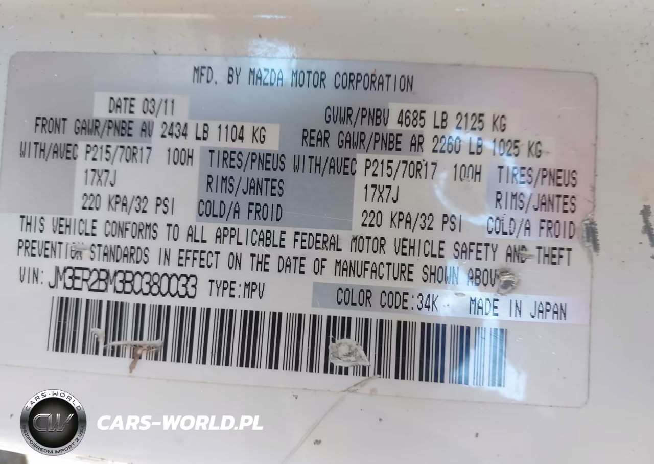 2011 Mazda Cx-7 I Sport VIN:JM3ER2BM3B0380033 - 9