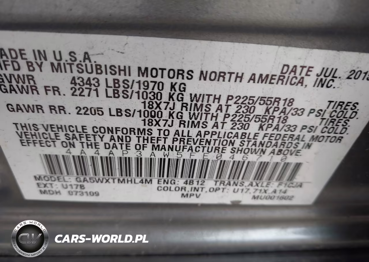 2015 Mitsubishi Outlander Sport Es VIN:4A4AP3AW5FE046710 - 9