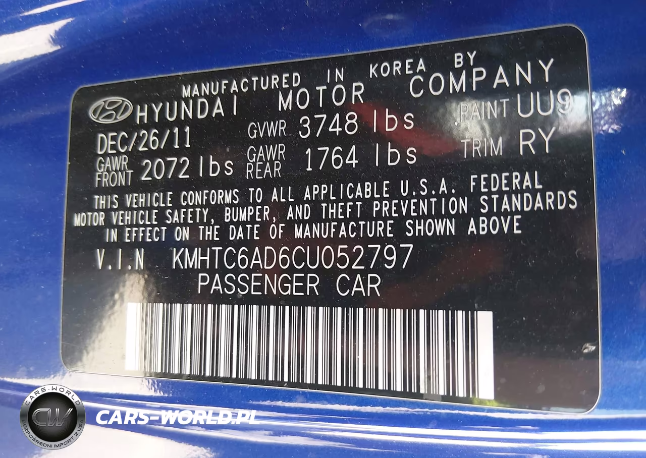 2012 Hyundai Veloster Base W-Black VIN:KMHTC6AD6CU052797 - 9
