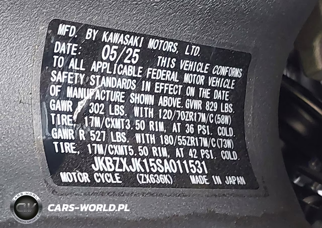 2025 Kawasaki Zx636 K VIN:JKBZXJK15SA011531 - 10