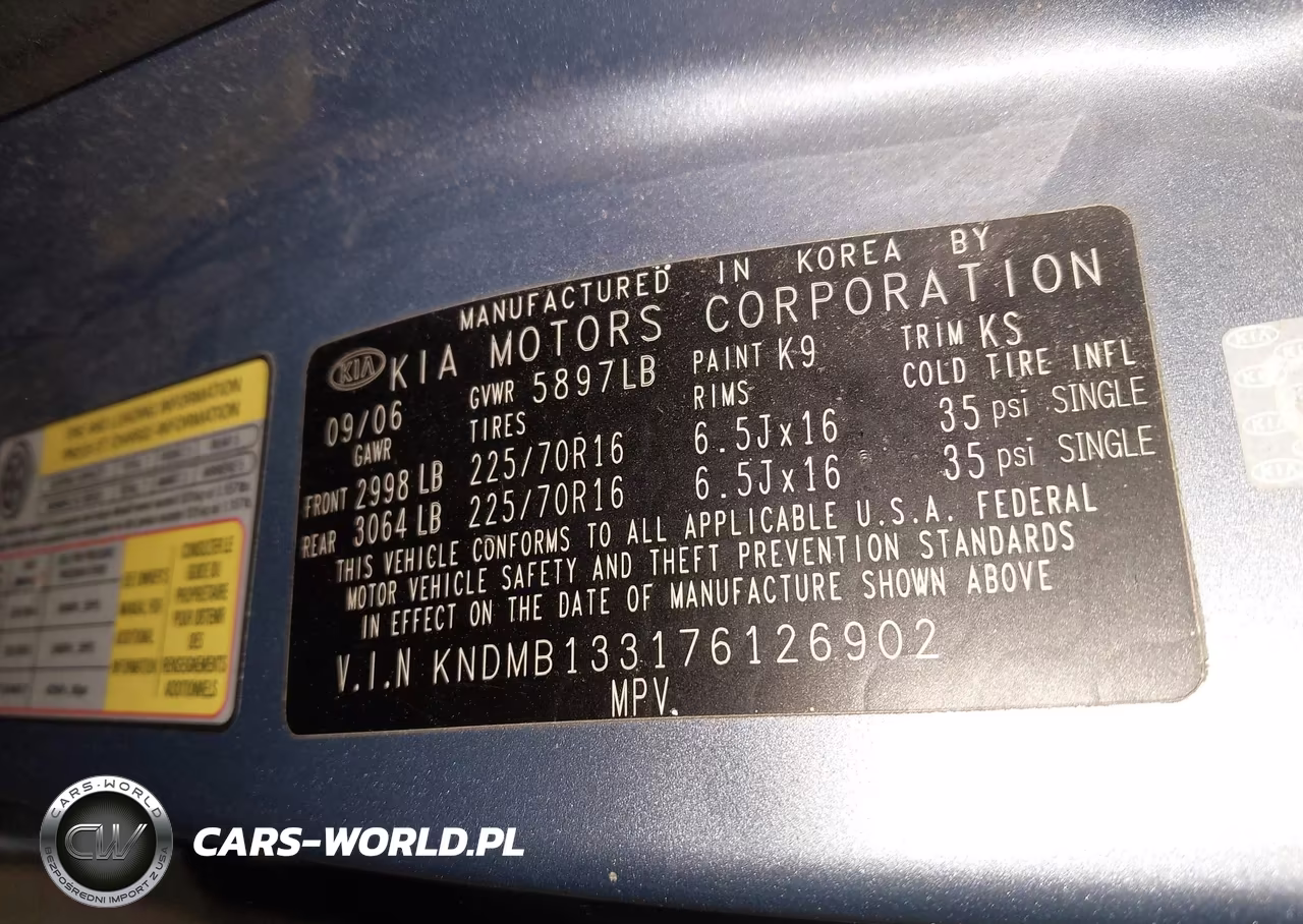 2007 Kia Sedona VIN:KNDMB133176126902 - 9