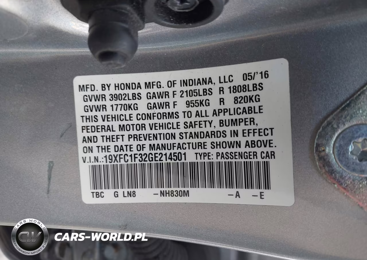 2016 Honda Civic Ex-T VIN:19XFC1F32GE214501 - 9