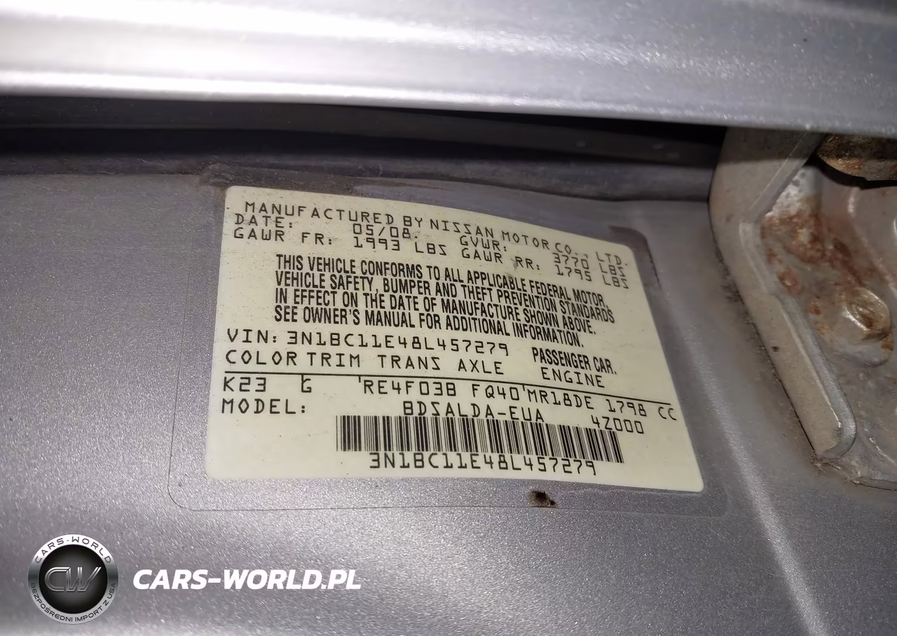 2008 Nissan Versa 1.8S VIN:3N1BC11E48L457279 - 9