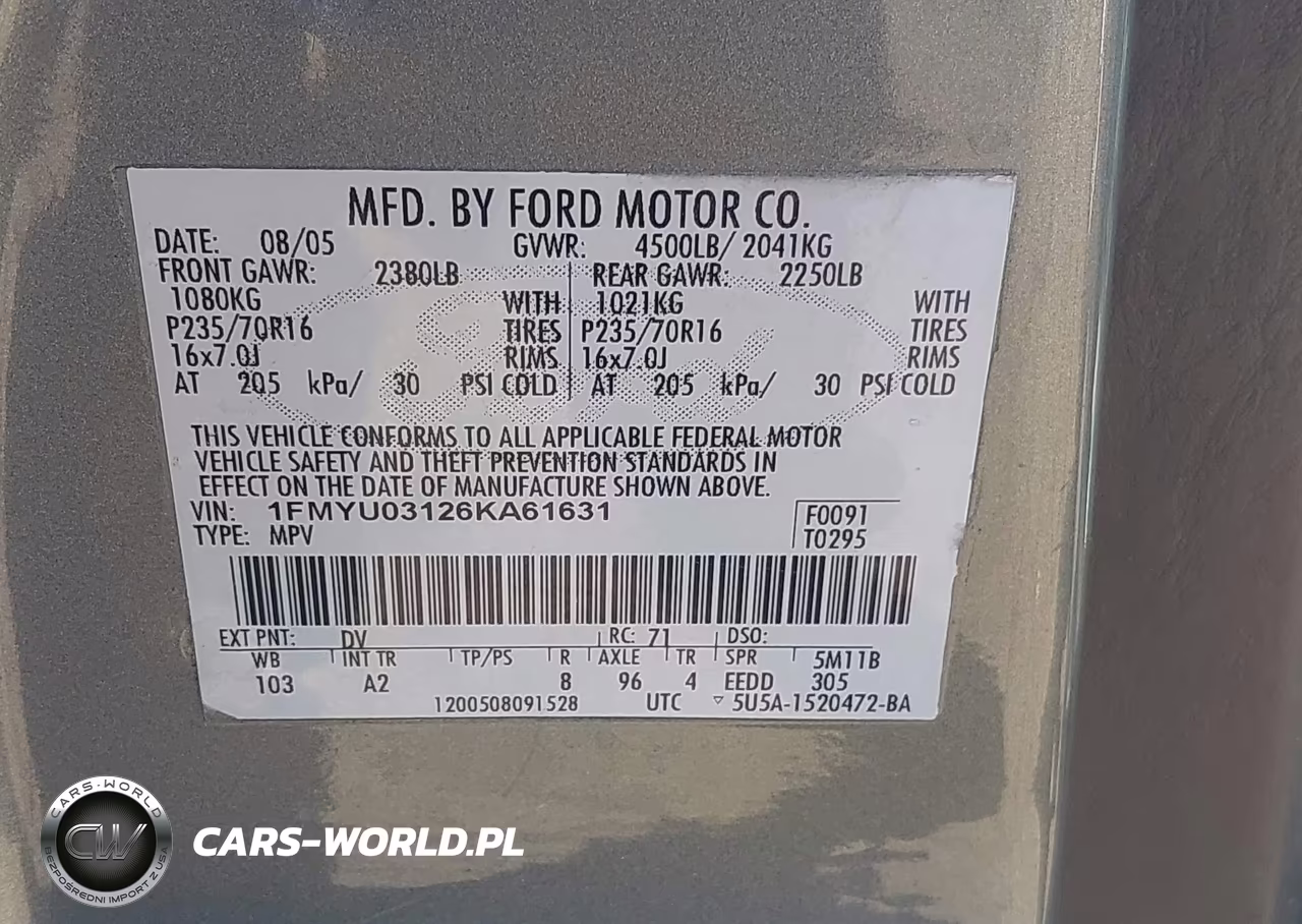 2006 Ford Escape Xlt-Xlt Sport VIN:1FMYU03126KA61631 - 9