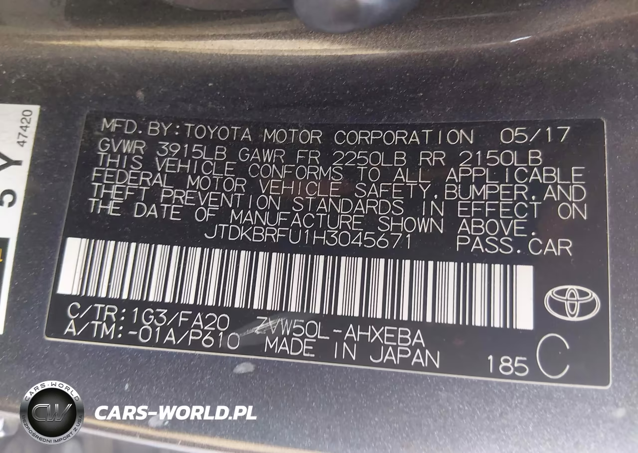 2017 Toyota Prius Two VIN:JTDKBRFU1H3045671 - 9