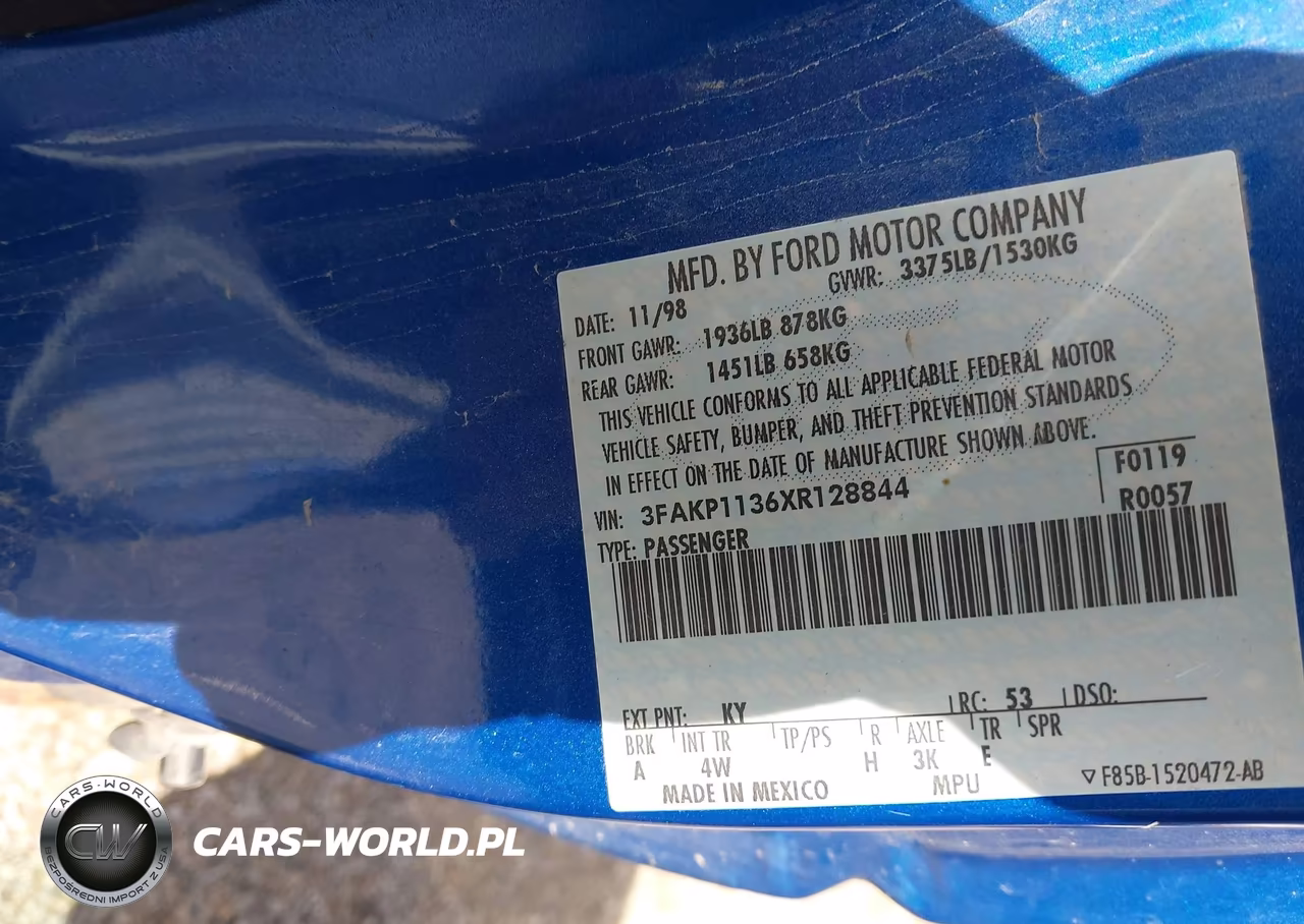 1999 Ford Escort Zx2 Cool-Zx2 Hot VIN:3FAKP1136XR128844 - 9