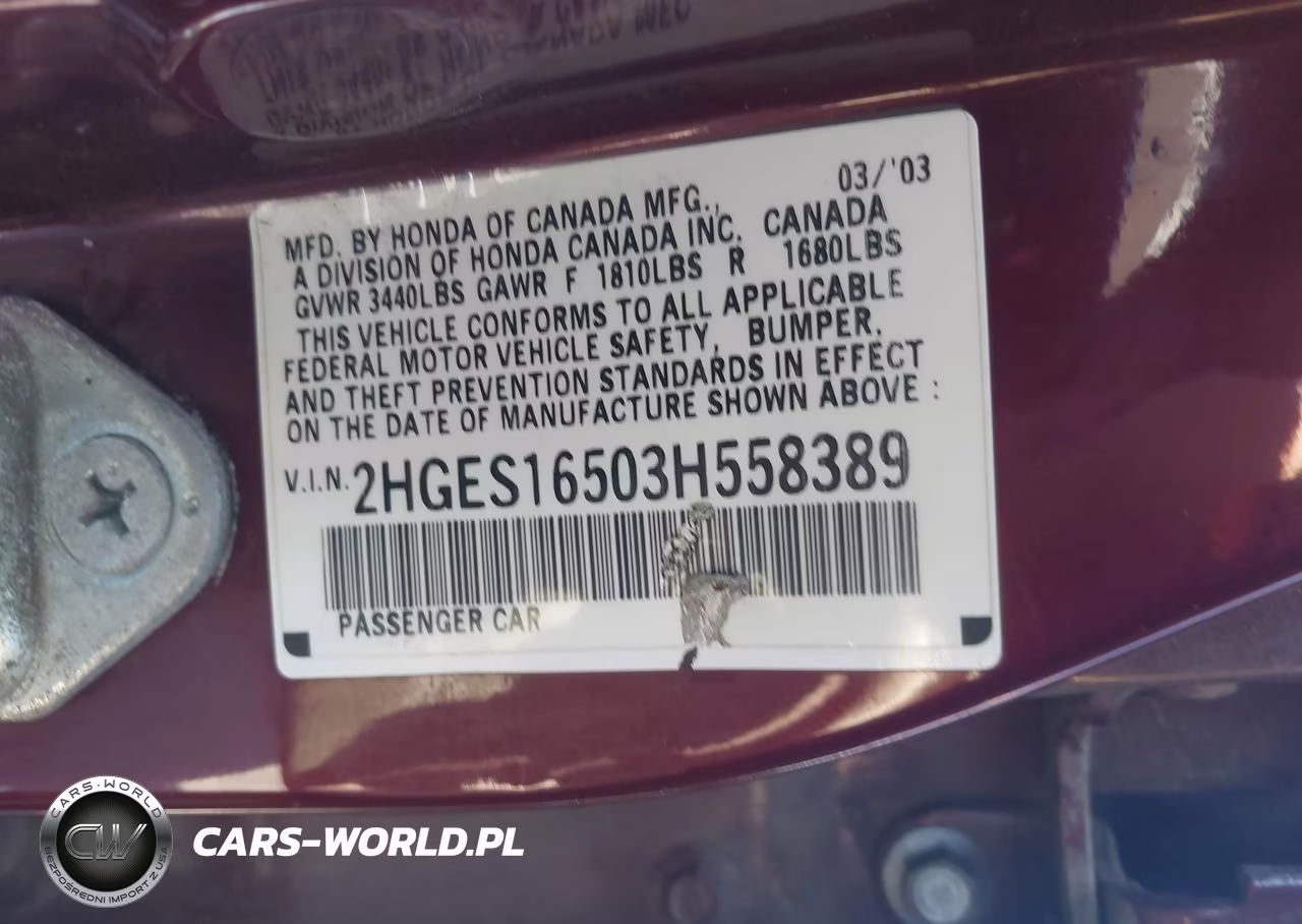 2003 Honda Civic Lx VIN:2HGES16503H558389 - 9