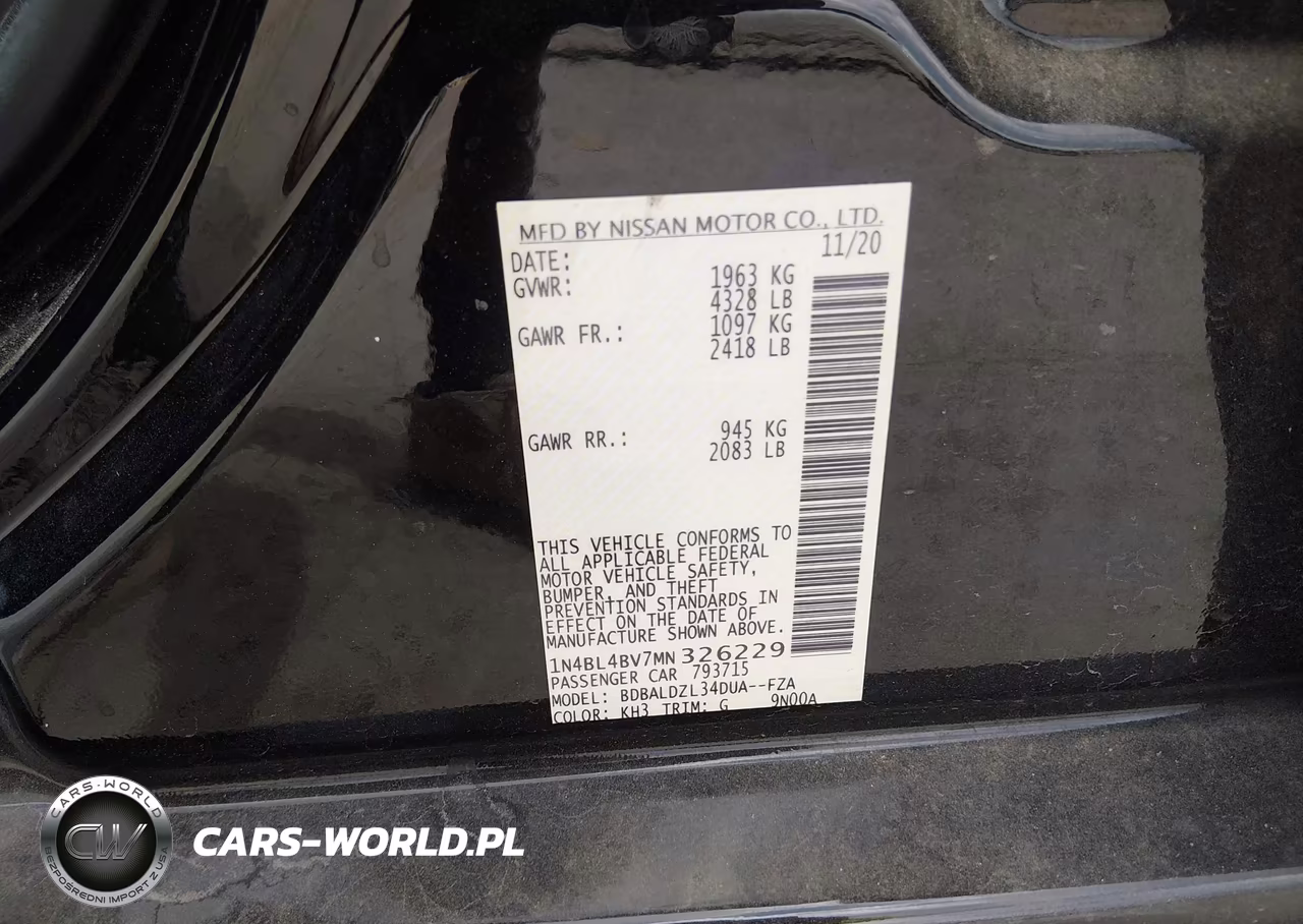 2021 Nissan Altima S Fwd VIN:1N4BL4BV7MN326229 - 9