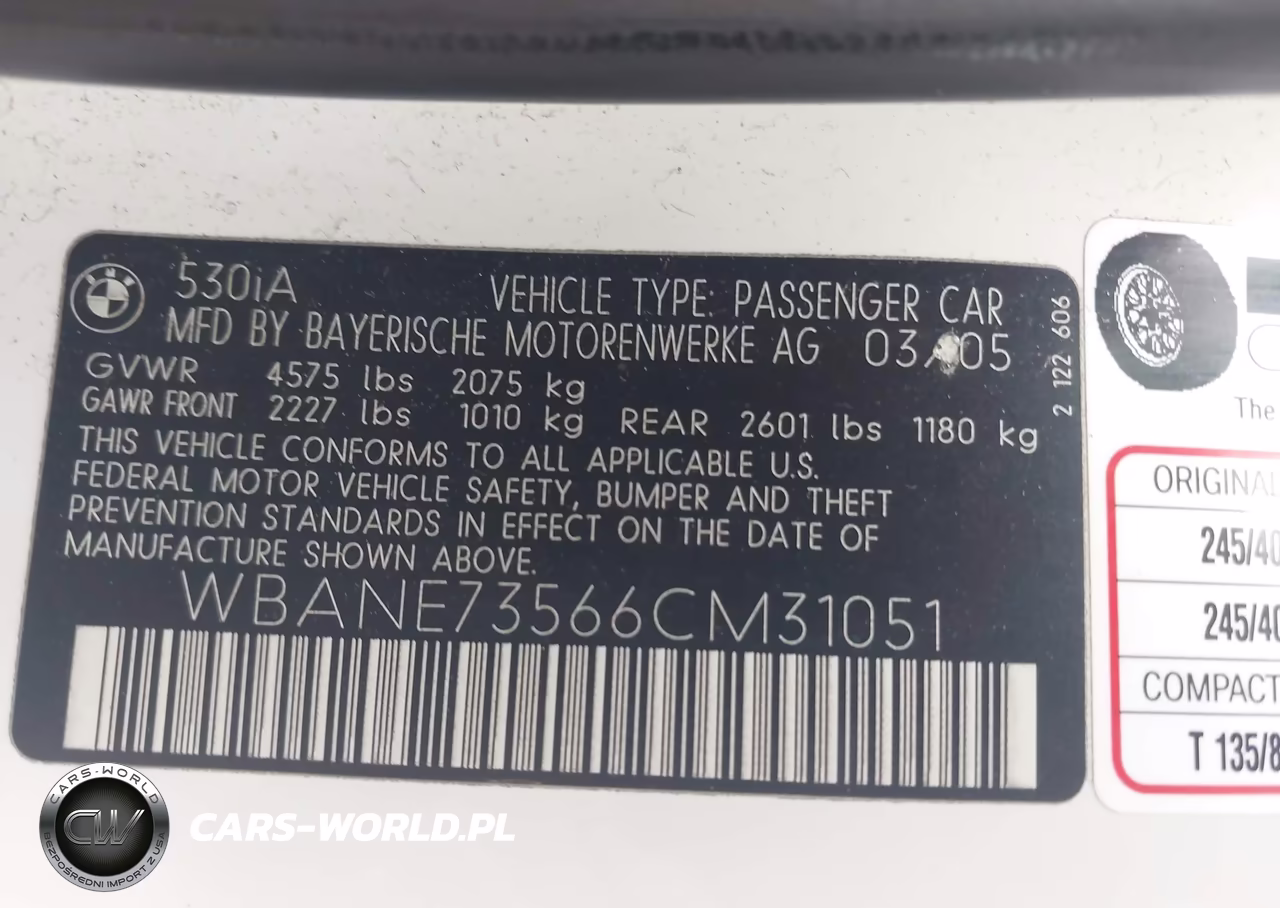 2006 BMW 530I VIN:WBANE73566CM31051 - 9