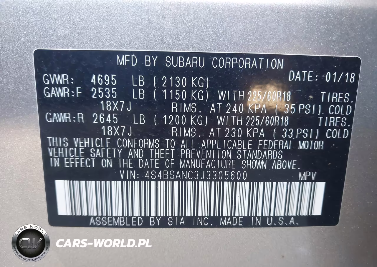 2018 Subaru Outback 2.5I Limited VIN:4S4BSANC3J3305600 - 9