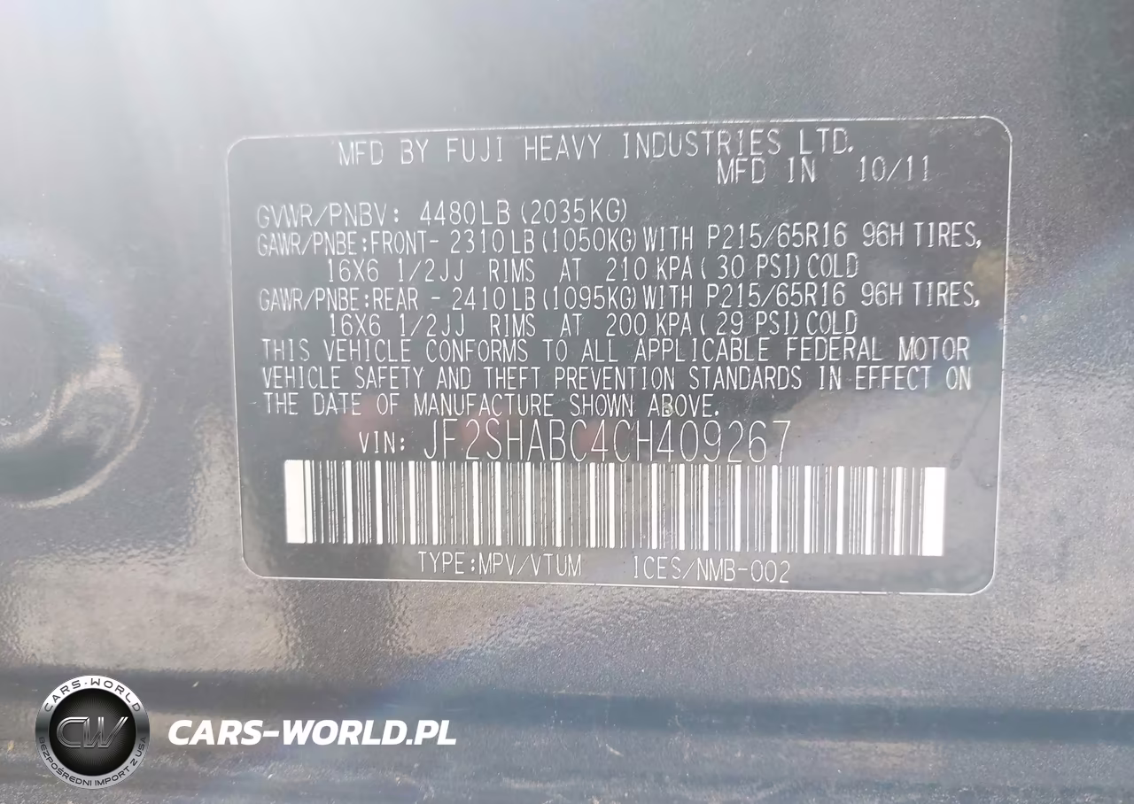 2012 Subaru Forester 2.5X VIN:JF2SHABC4CH409267 - 9