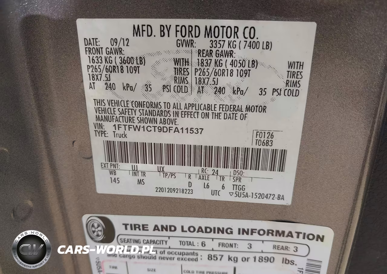 2013 Ford F-150 Xlt VIN:1FTFW1CT9DFA11537 - 9