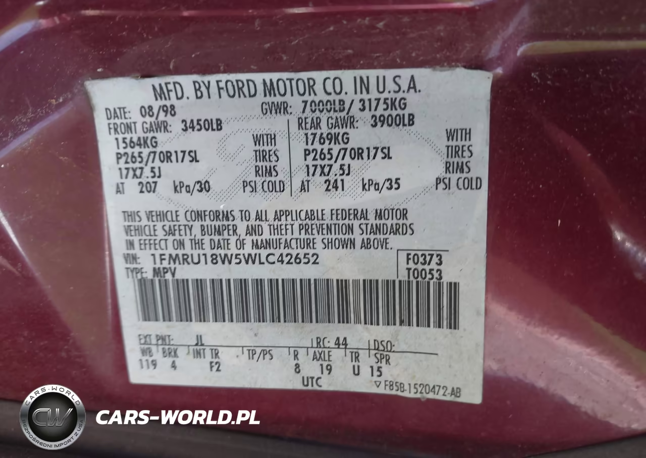 1998 Ford Expedition VIN:1FMRU18W5WLC42652 - 9