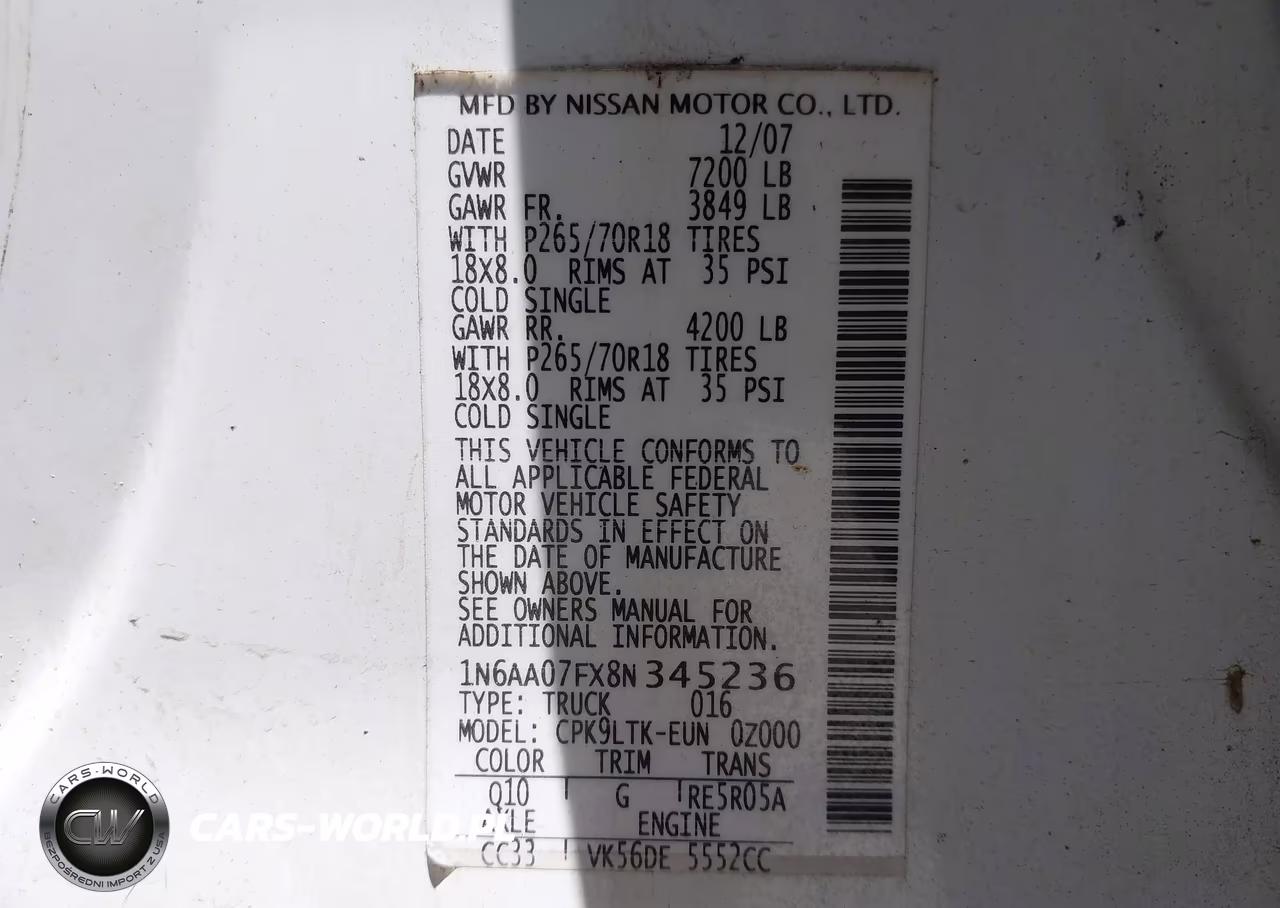 2008 Nissan Titan Le-Se-Xe VIN:1N6AA07FX8N345236 - 9