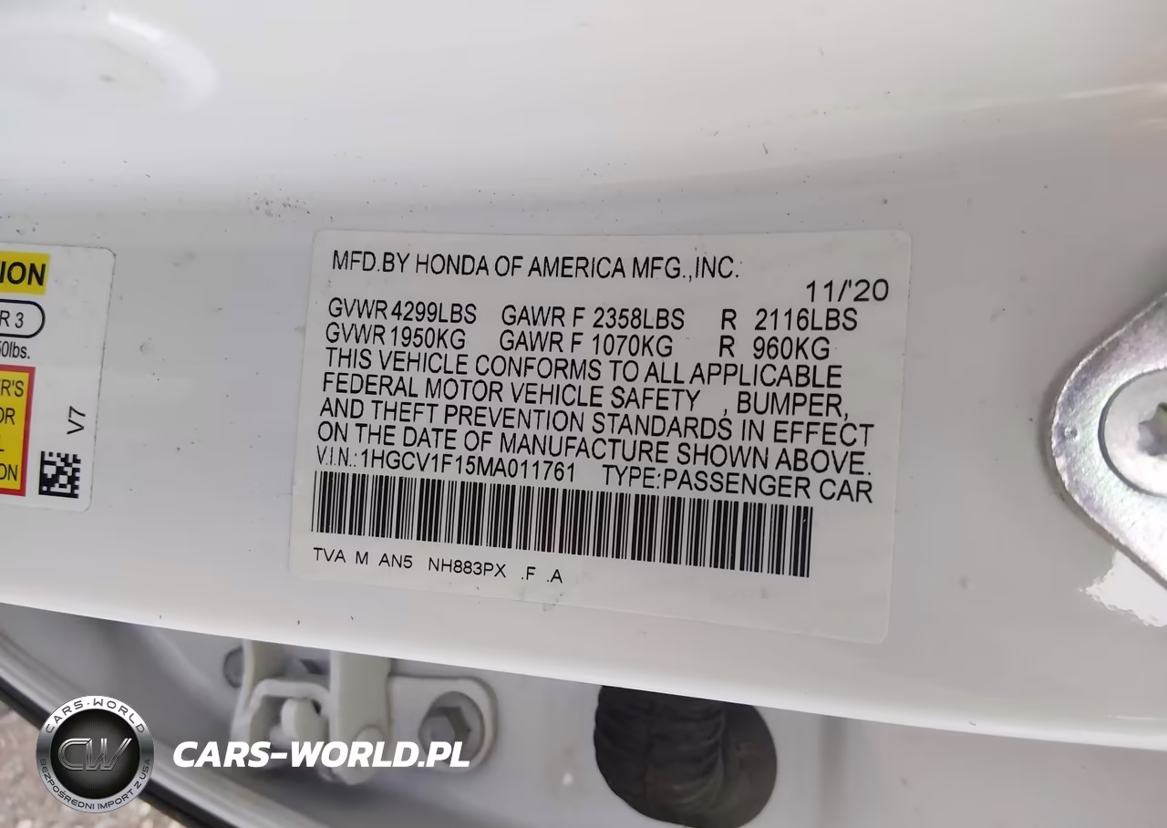 2021 Honda Accord Lx VIN:1HGCV1F15MA011761 - 9