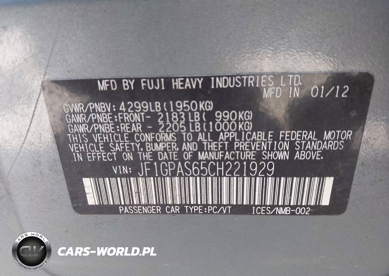 2012 Subaru Impreza 2.0I Sport Limited VIN:JF1GPAS65CH221929 - 9