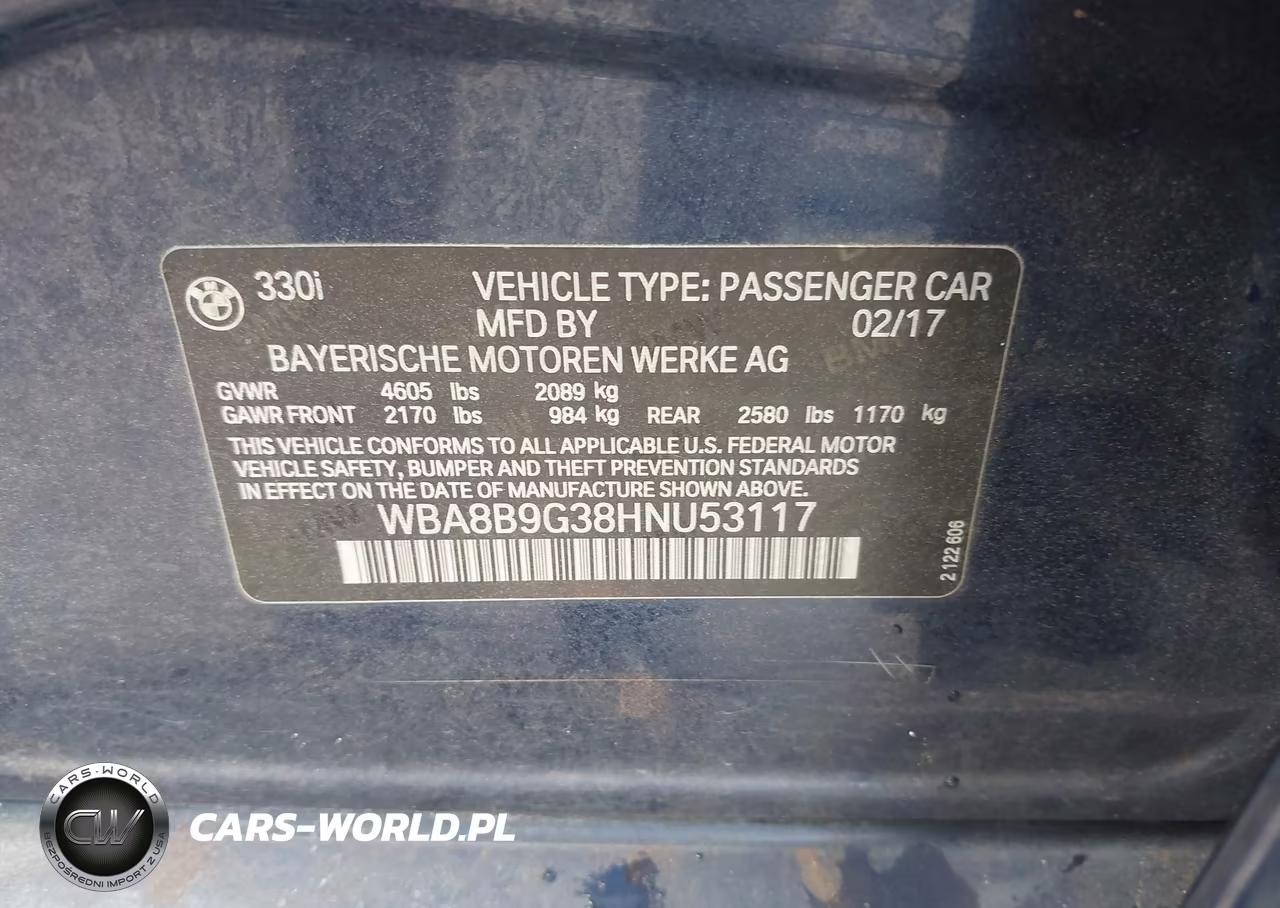 2017 BMW 330I VIN:WBA8B9G38HNU53117 - 9