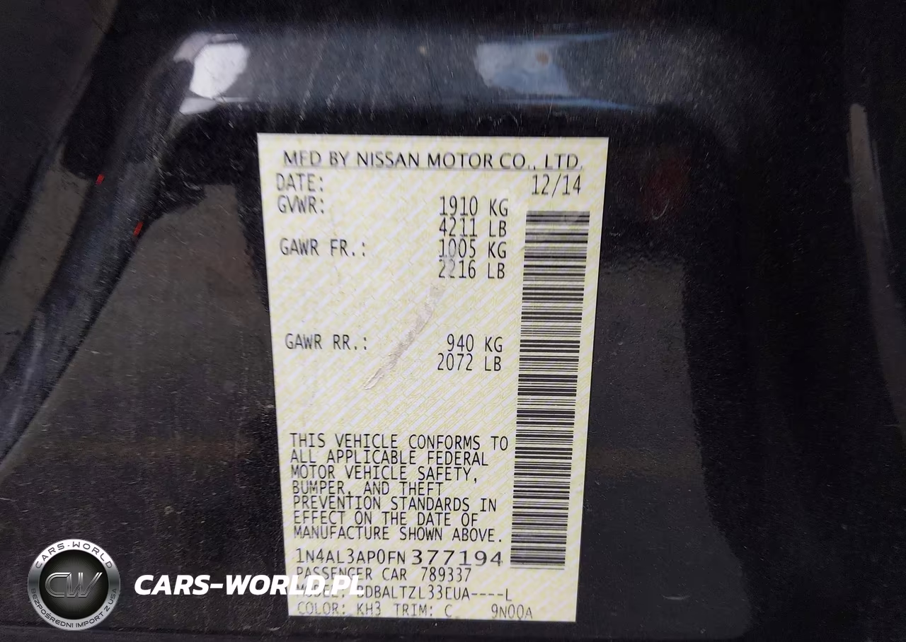 2015 Nissan Altima 2.5 Sl VIN:1N4AL3AP0FN377194 - 9