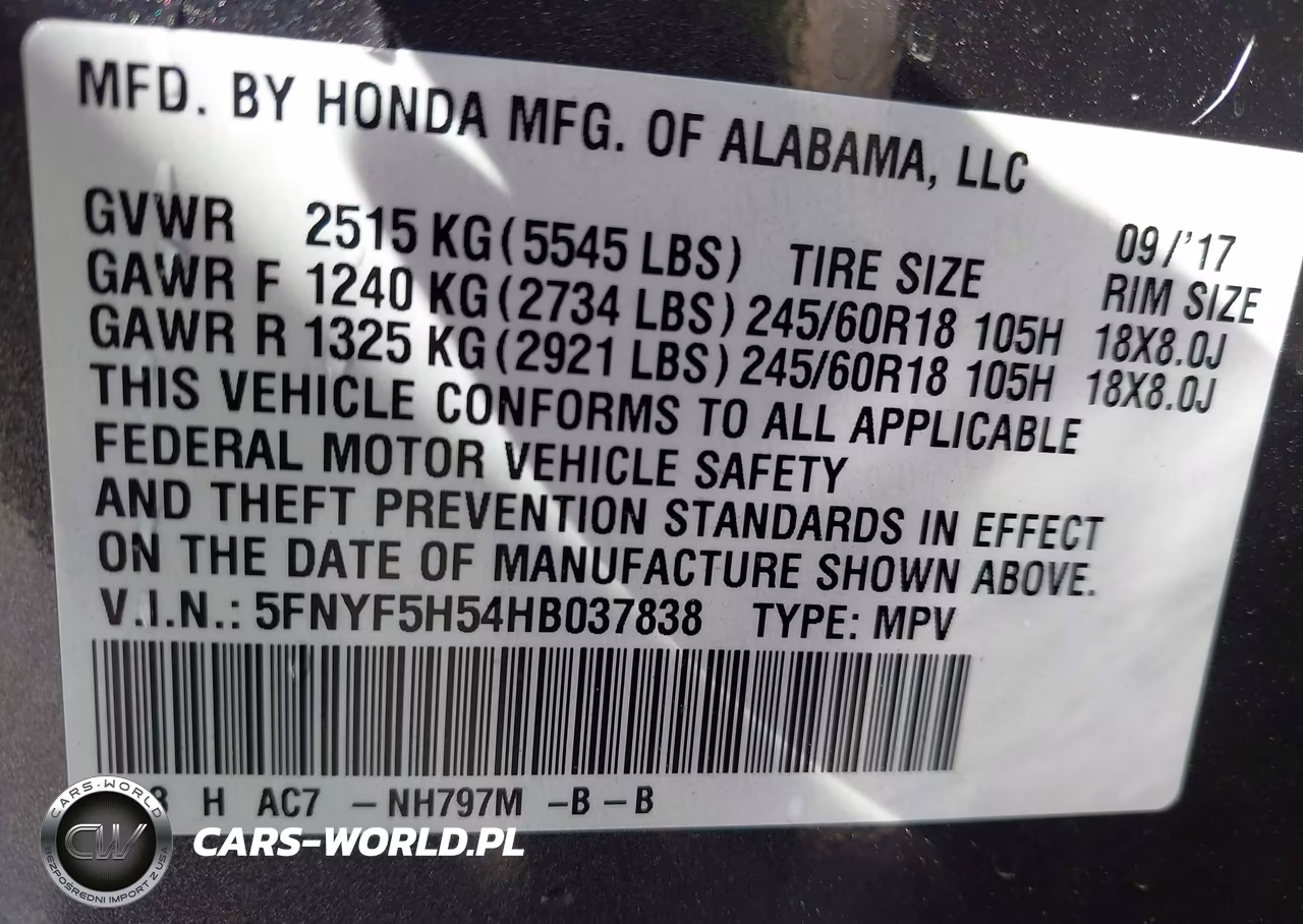 2017 Honda Pilot Ex-L VIN:5FNYF5H54HB037838 - 9