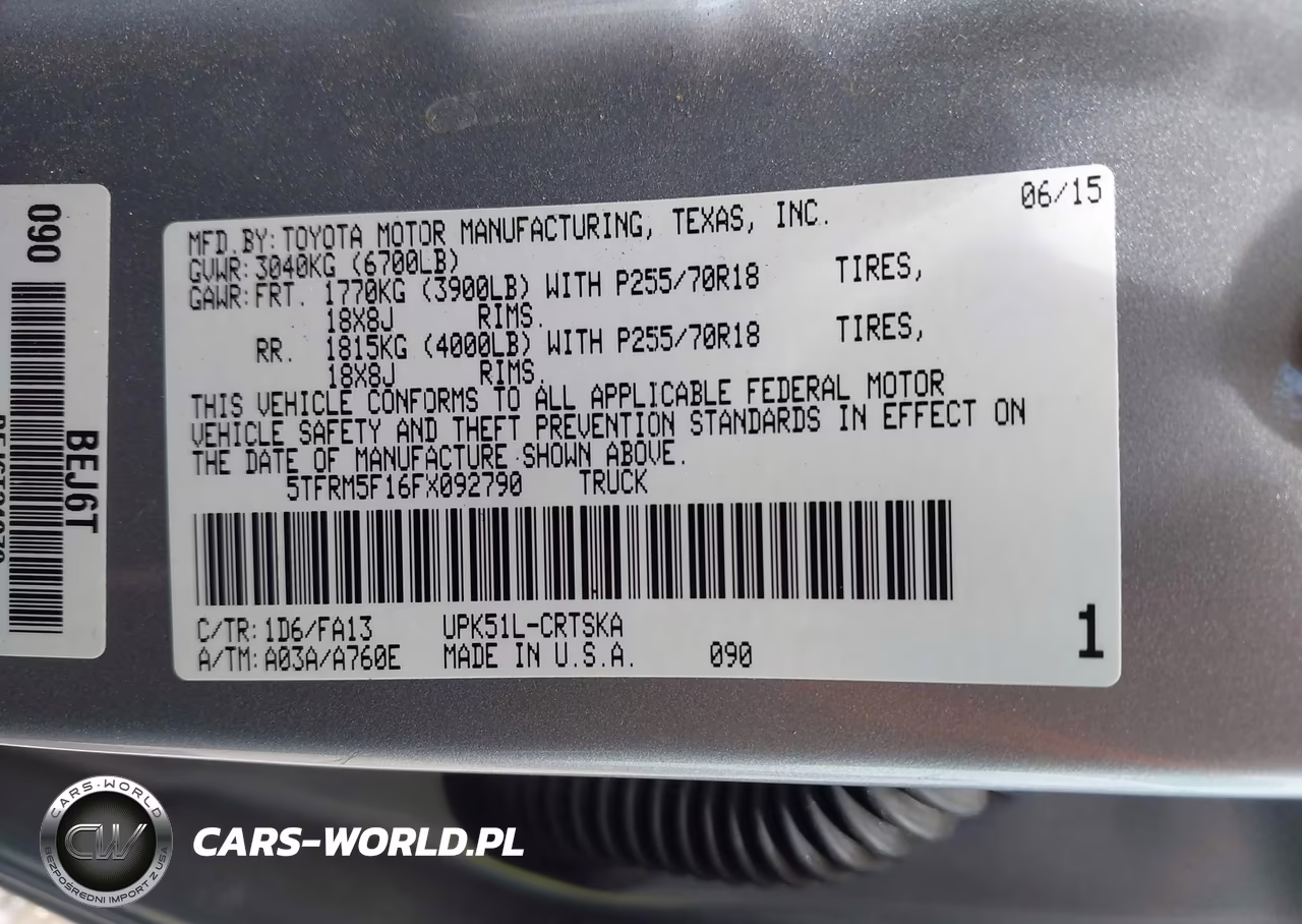 2015 Toyota Tundra Sr 4.6L V8 VIN:5TFRM5F16FX092790 - 9