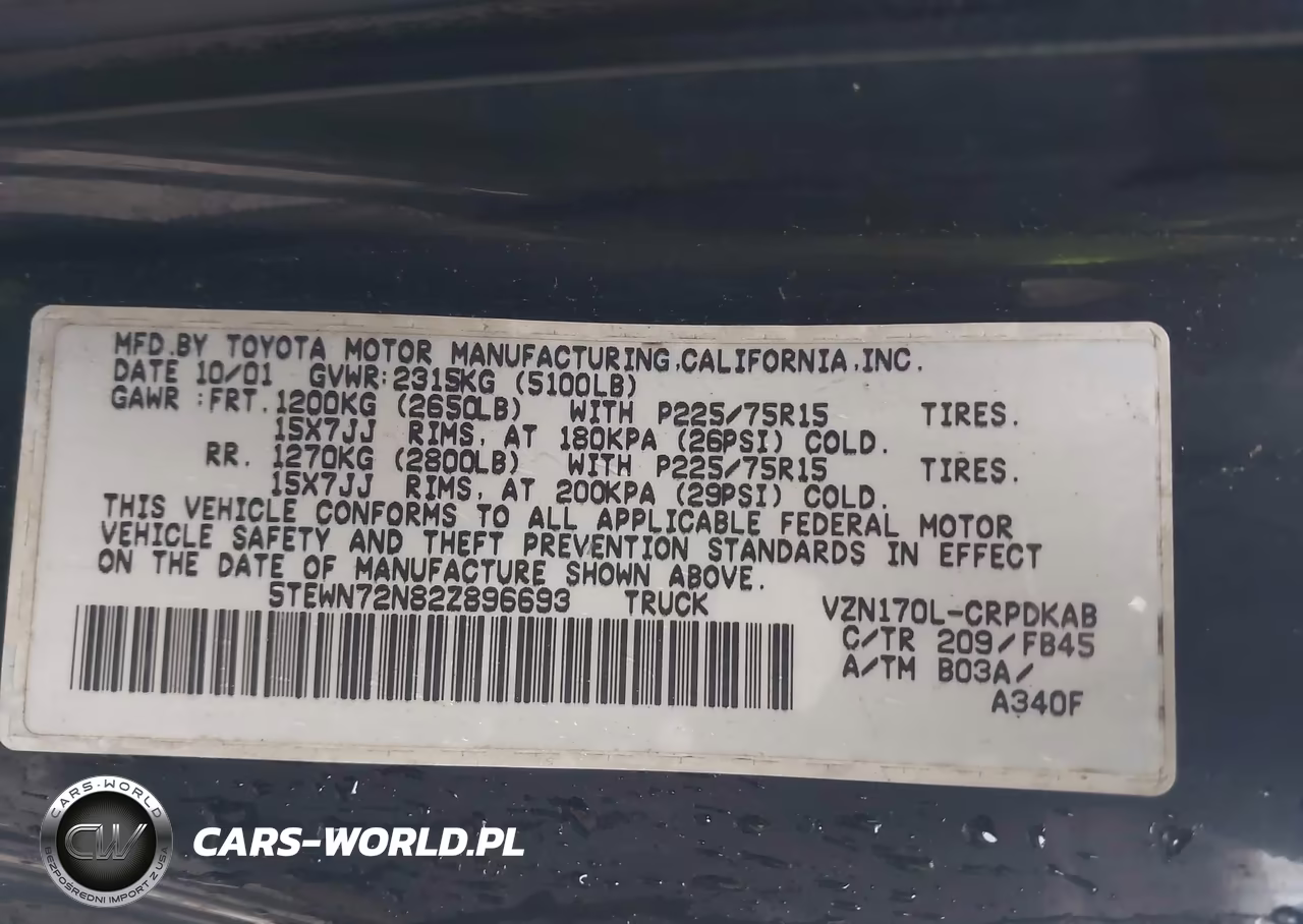 2002 Toyota Tacoma Base V6 VIN:5TEWN72N82Z896693 - 9