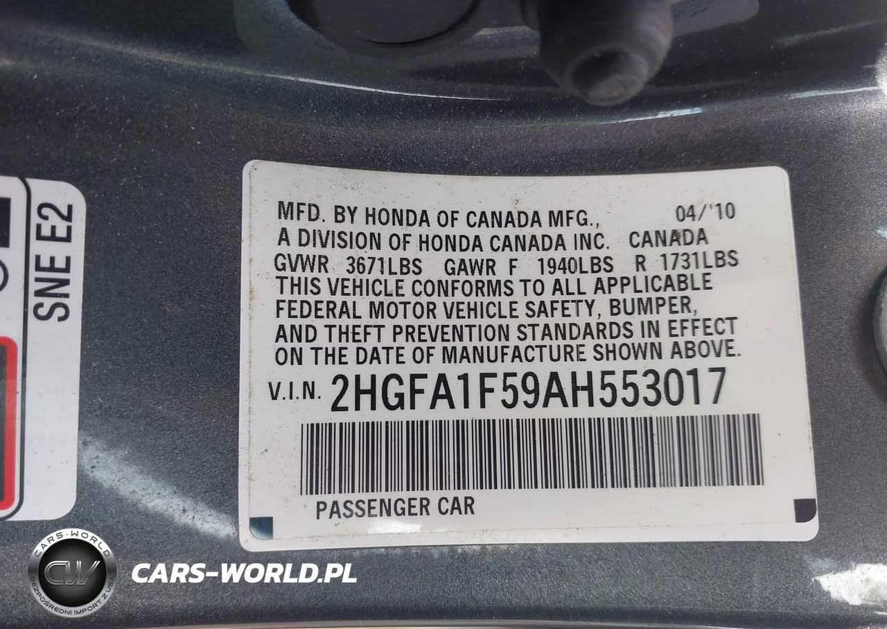 2010 Honda Civic Lx VIN:2HGFA1F59AH553017 - 9
