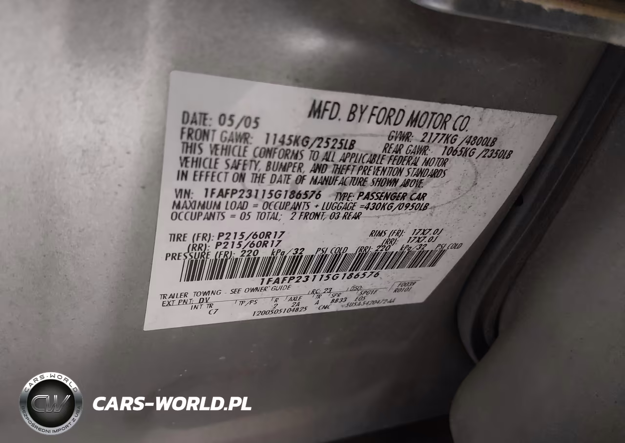 2005 Ford Five Hundred Se VIN:1FAFP23115G186576 - 9