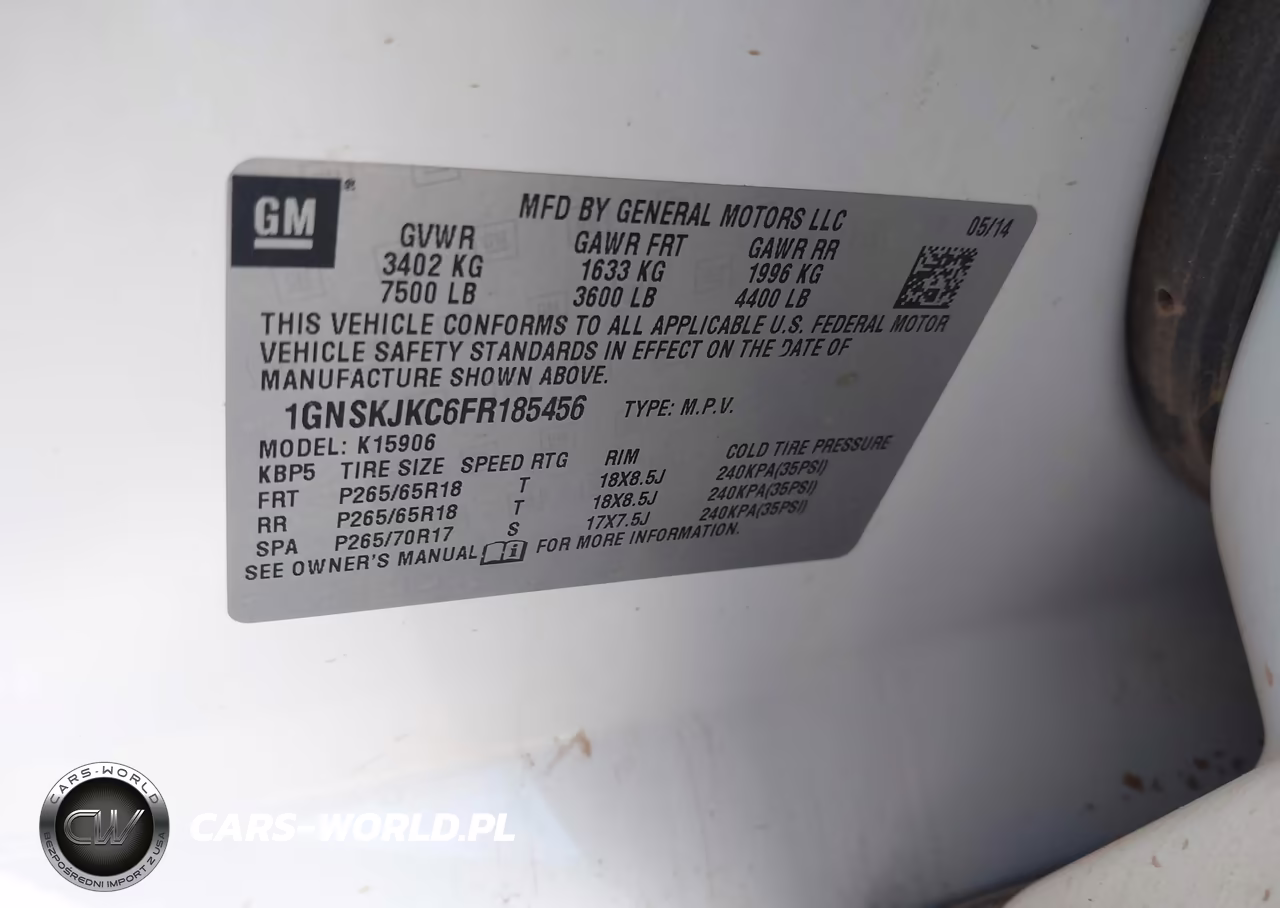 2015 Chevrolet Suburban 1500 Lt VIN:1GNSKJKC6FR185456 - 9