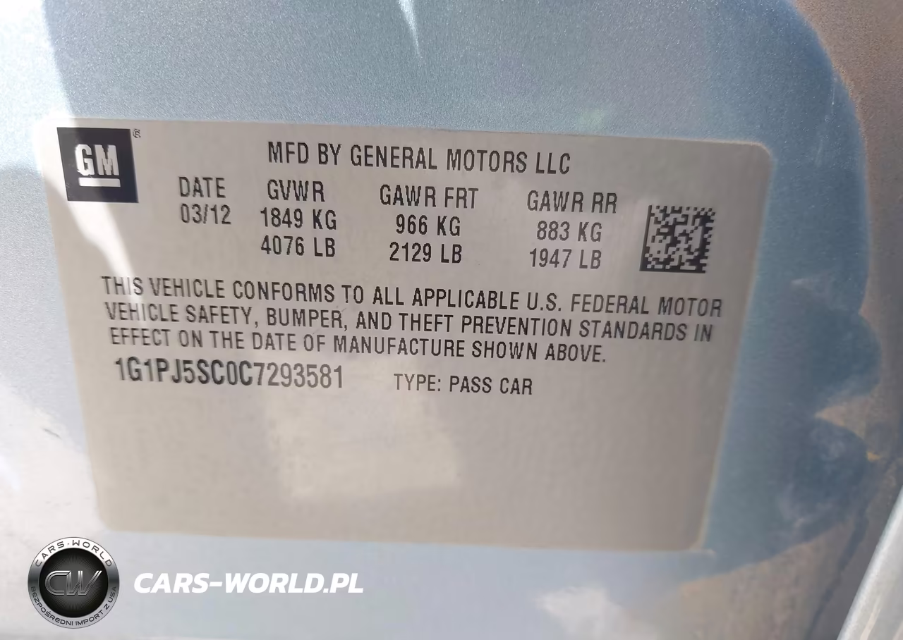 2012 Chevrolet Cruze Eco VIN:1G1PJ5SC0C7293581 - 9