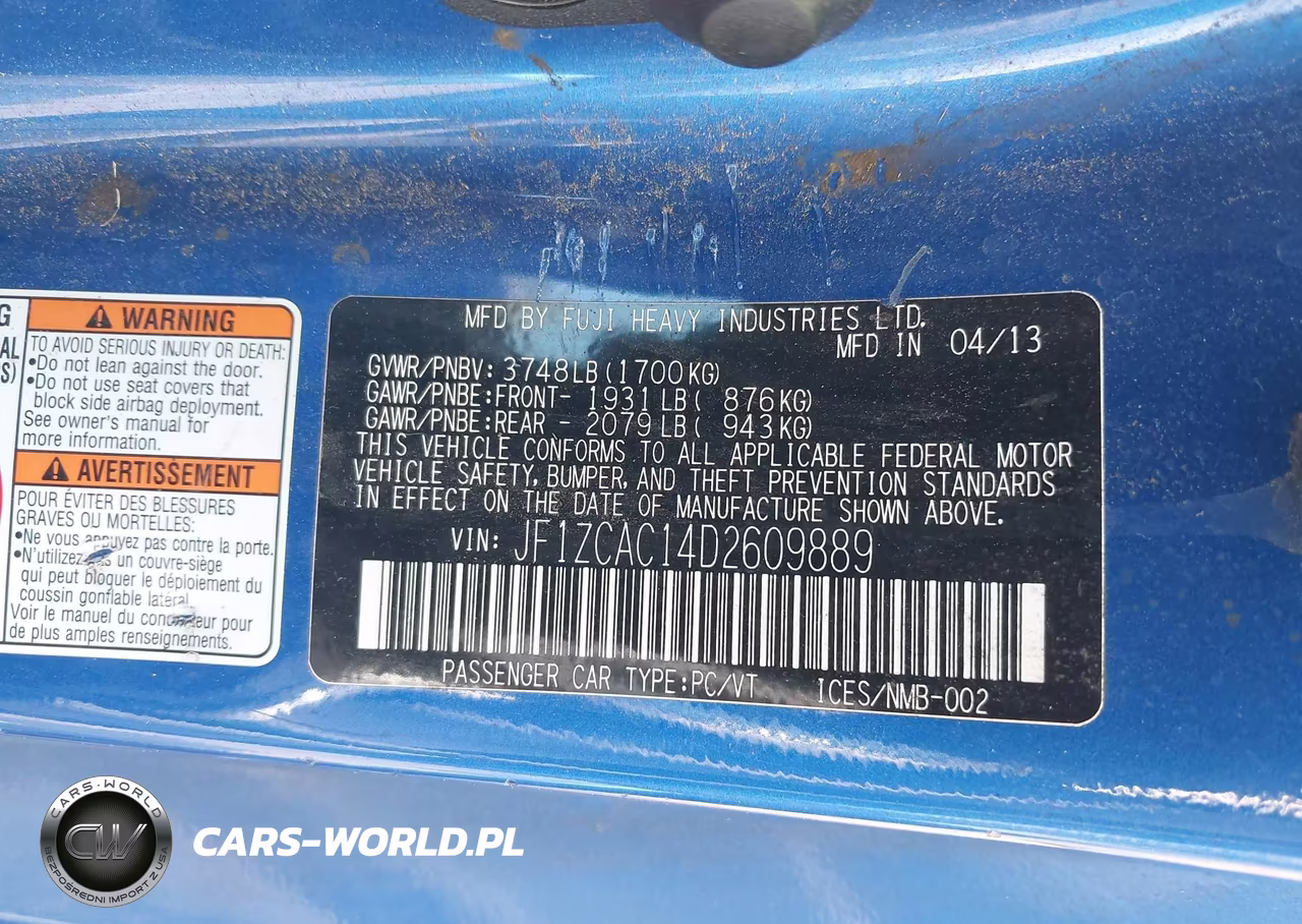 2013 Subaru Brz Limited VIN:JF1ZCAC14D2609889 - 9
