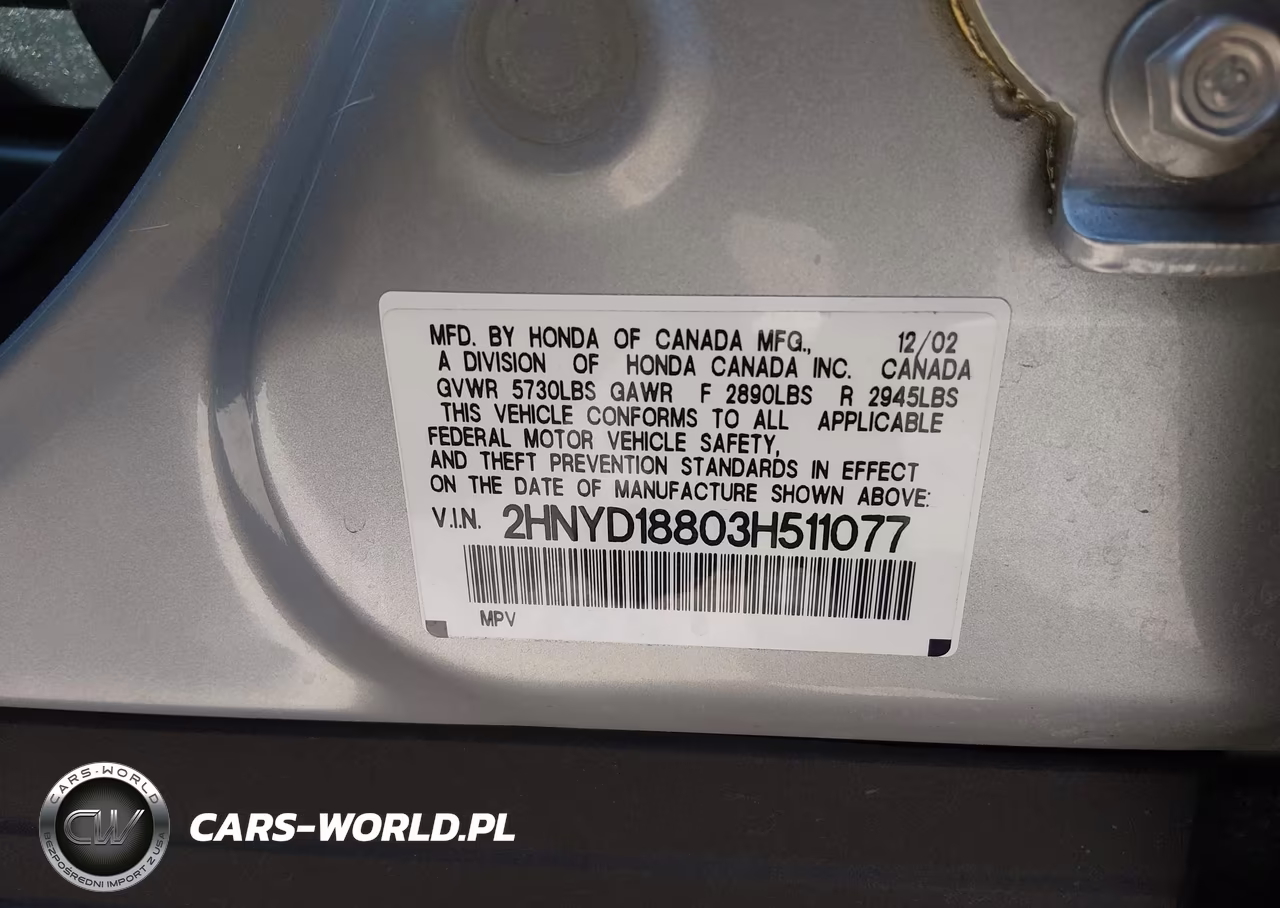 2003 Acura Mdx VIN:2HNYD18803H511077 - 9