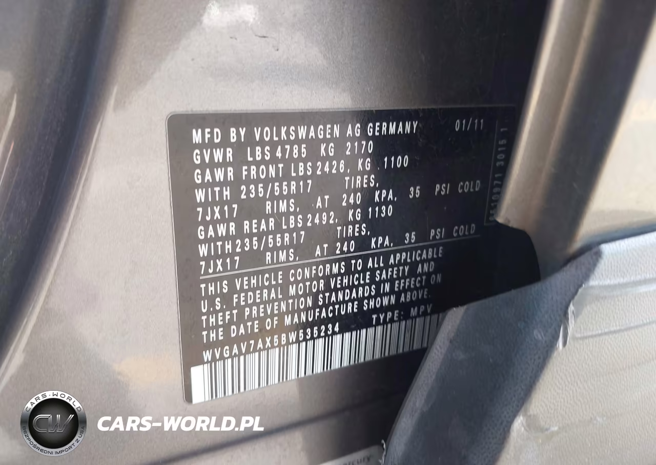 2011 Volkswagen Tiguan Se VIN:WVGAV7AX5BW535234 - 9
