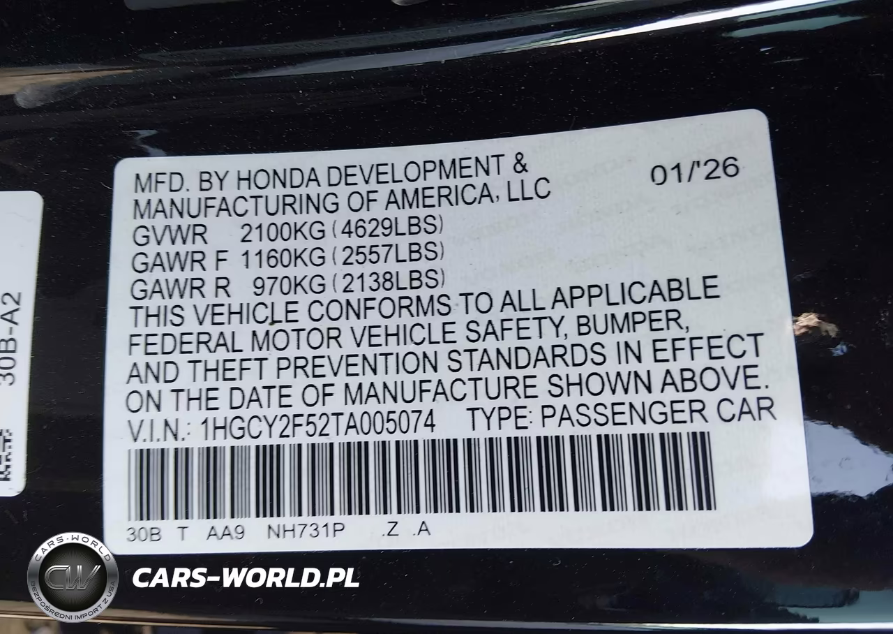 2026 Honda Accord Hybrid Sport VIN:1HGCY2F52TA005074 - 9