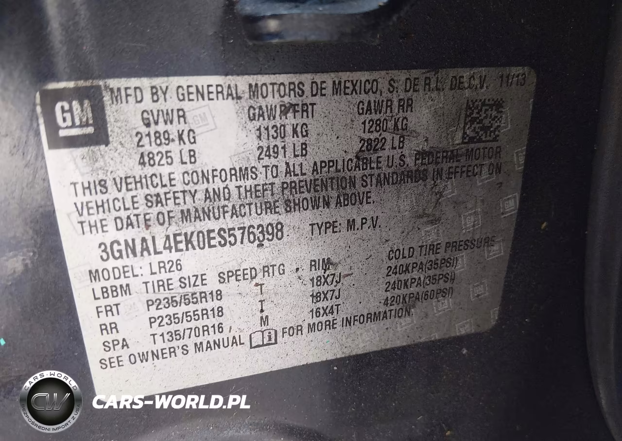 2014 Chevrolet Captiva Sport Ltz VIN:3GNAL4EK0ES576398 - 9