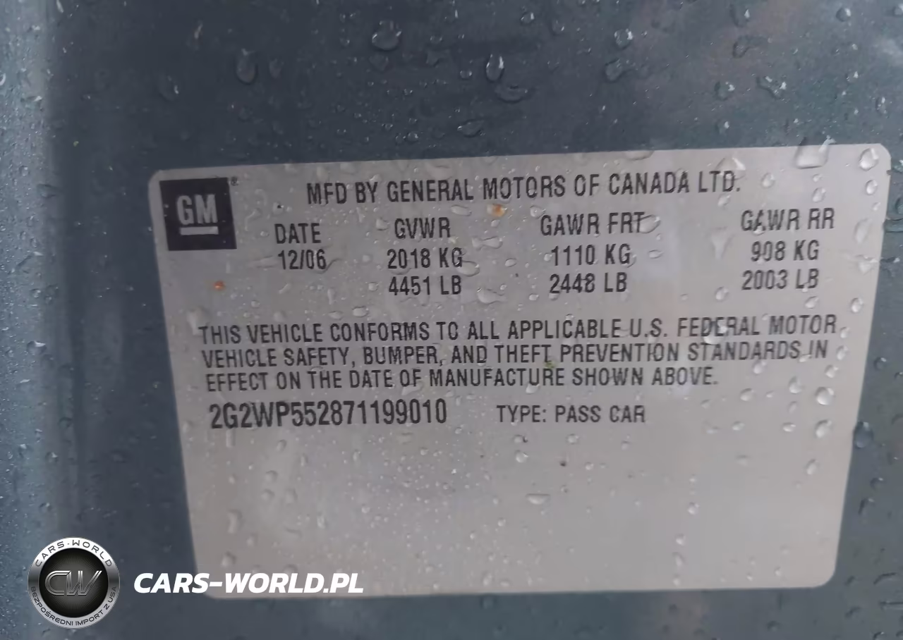 2007 Pontiac Grand Prix VIN:2G2WP552871199010 - 9