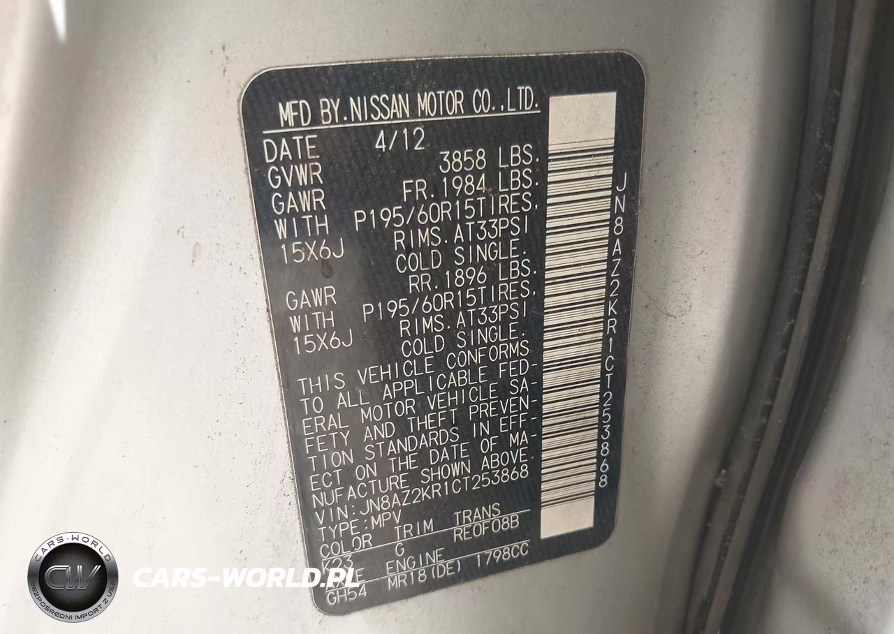 2012 Nissan Cube 1.8 S VIN:JN8AZ2KR1CT253868 - 9
