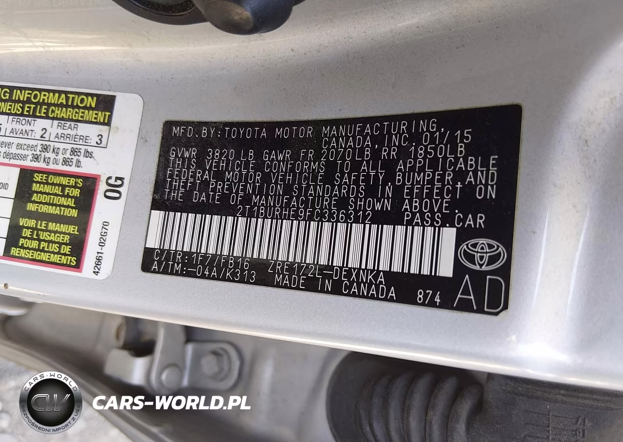 2015 Toyota Corolla Le VIN:2T1BURHE9FC336312 - 9