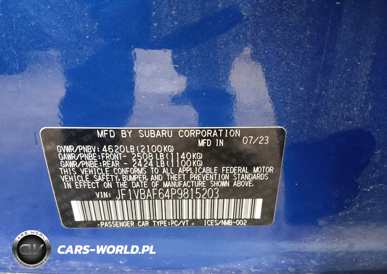 2023 Subaru Wrx Premium VIN:JF1VBAF64P9815203 - 9