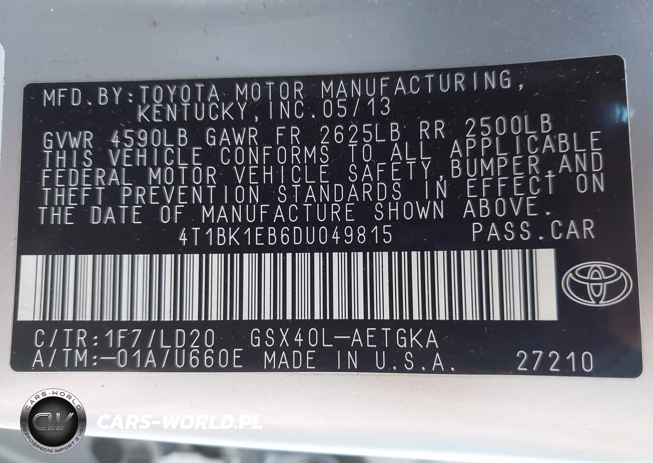2013 Toyota Avalon Xle VIN:4T1BK1EB6DU049815 - 9