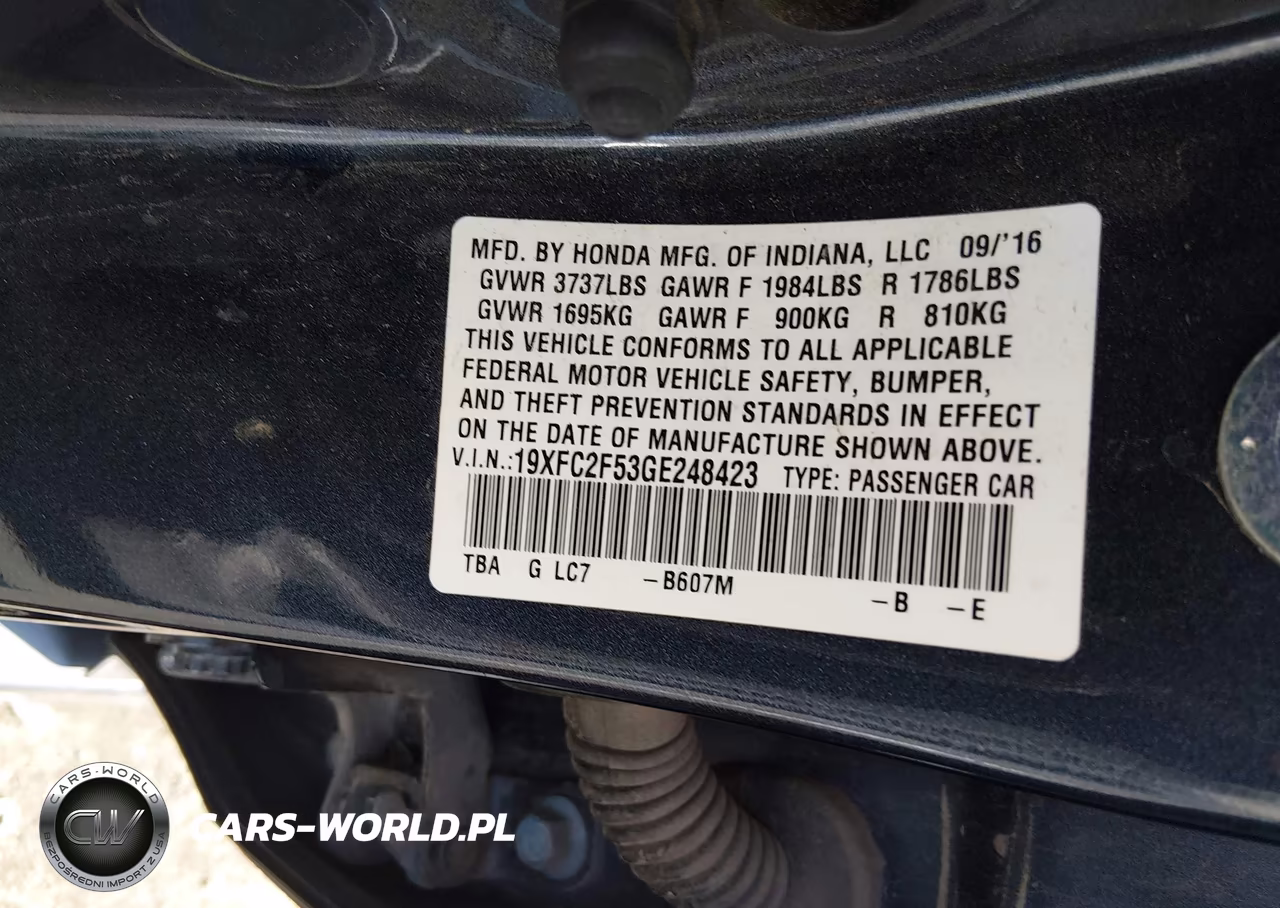 2016 Honda Civic Lx VIN:19XFC2F53GE248423 - 9