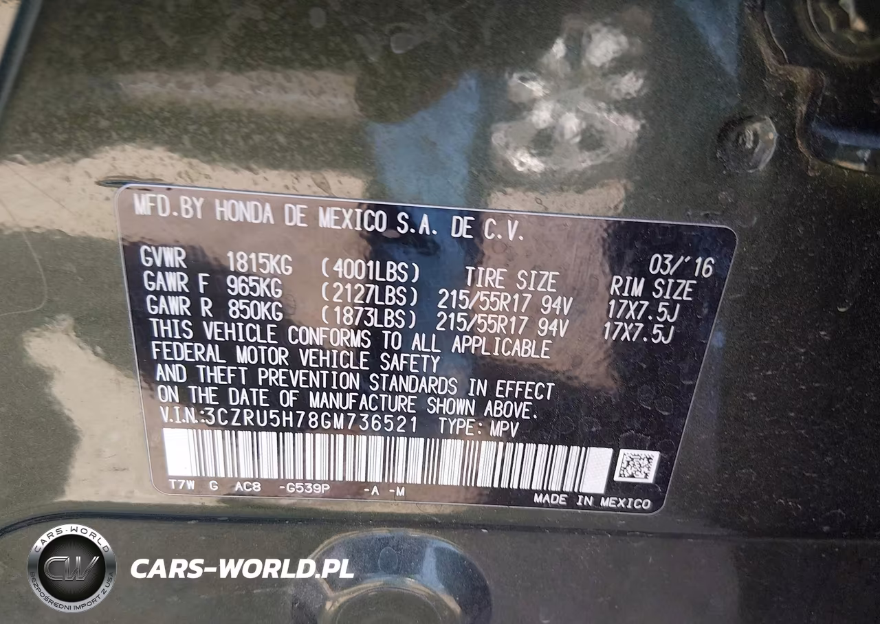 2016 Honda Hr-V Ex-L VIN:3CZRU5H78GM736521 - 9