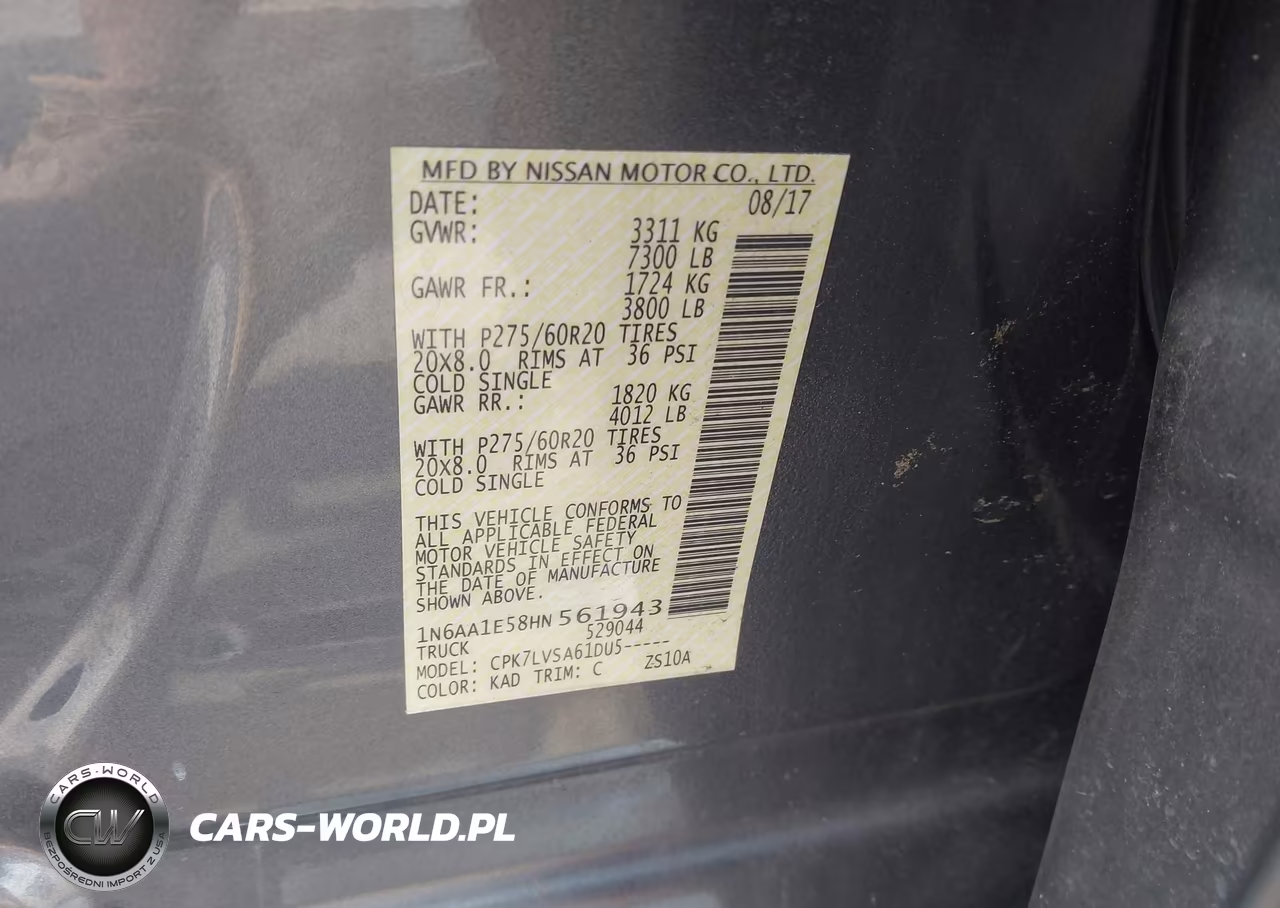 2017 Nissan Titan Sl VIN:1N6AA1E58HN561943 - 9