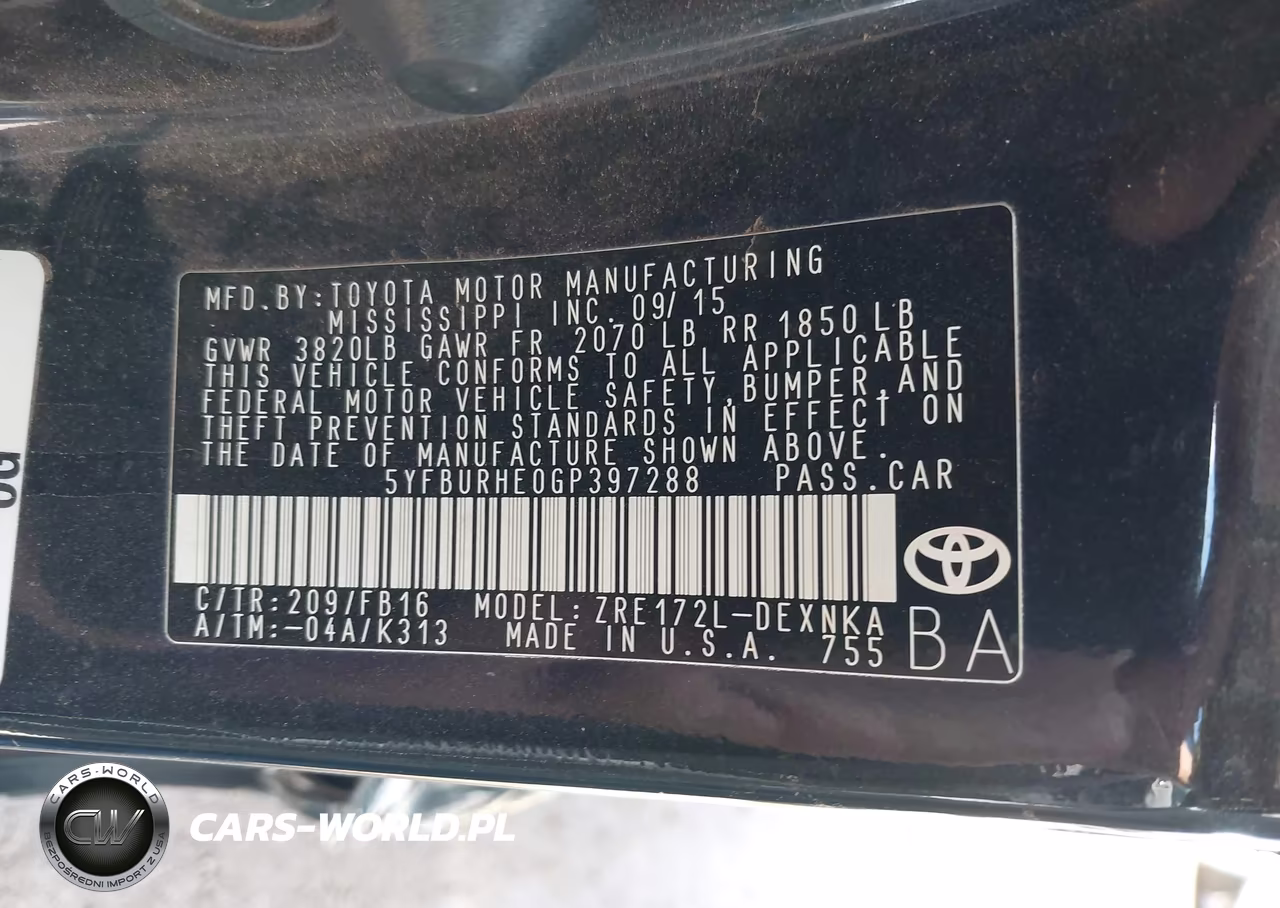 2016 Toyota Corolla Le VIN:5YFBURHE0GP397288 - 9