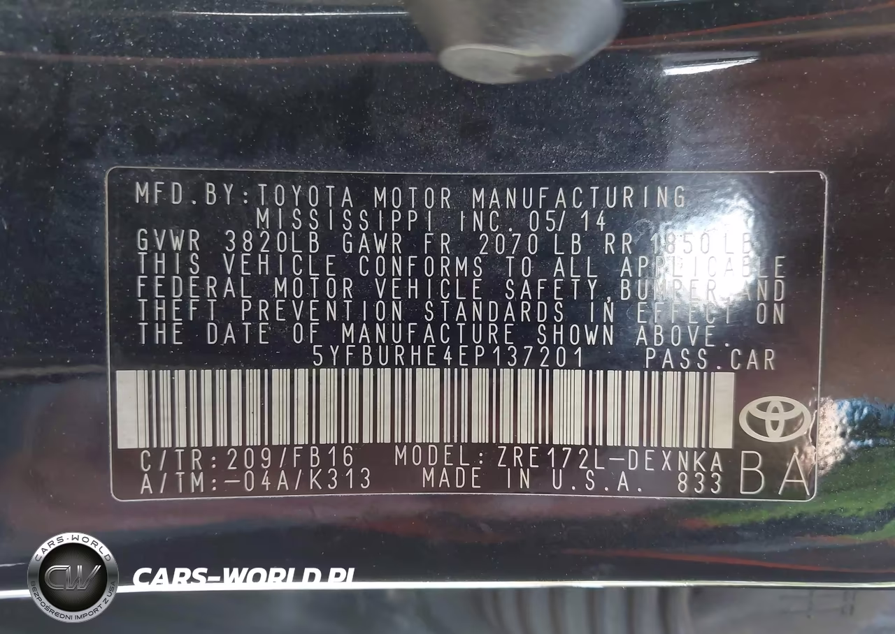2014 Toyota Corolla Le VIN:5YFBURHE4EP137201 - 9